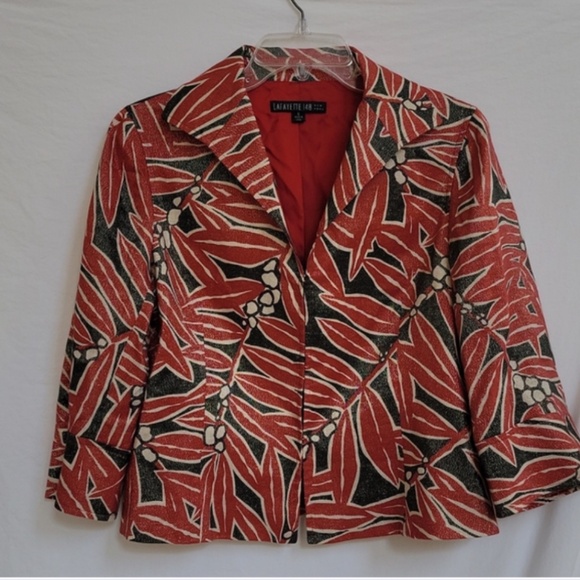 Lafayette 148 Poinsettia Sparkle Holiday Jacket Blazer Top 6 RARE - Picture 1 of 5